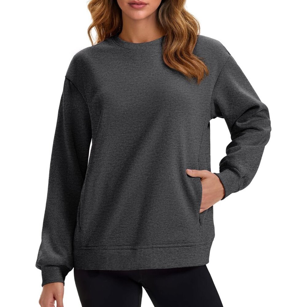 Women's Sweatshirts Fleece Lined Pullover Crewneck Cotton Casual Winter Warm Top